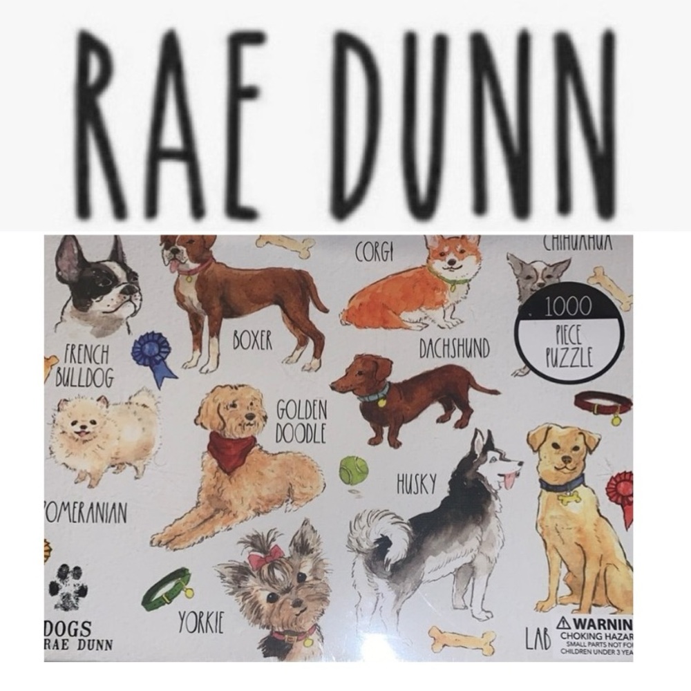 🪻 RAE DUNN 1000 Piece Dog Breeds Puzzle NIB